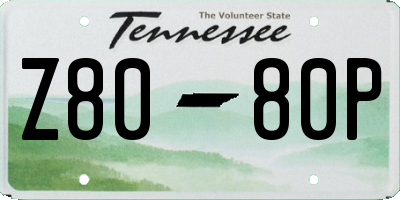 TN license plate Z8080P