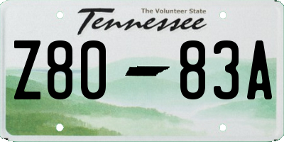 TN license plate Z8083A