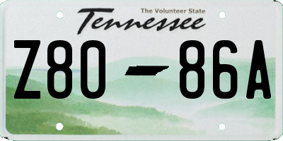 TN license plate Z8086A