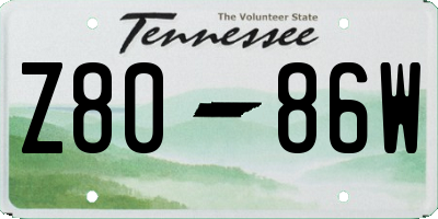TN license plate Z8086W