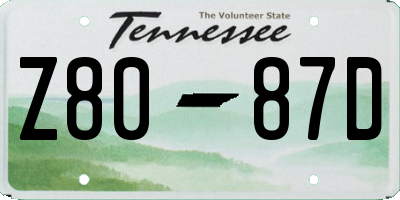 TN license plate Z8087D