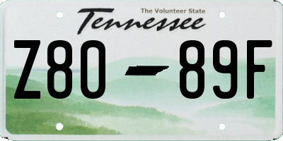 TN license plate Z8089F