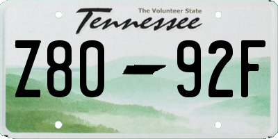 TN license plate Z8092F