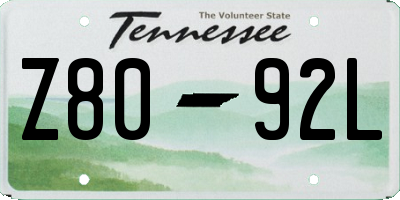 TN license plate Z8092L