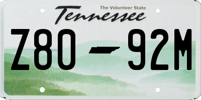 TN license plate Z8092M