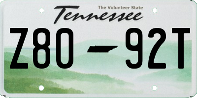 TN license plate Z8092T