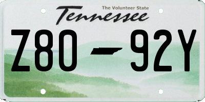 TN license plate Z8092Y