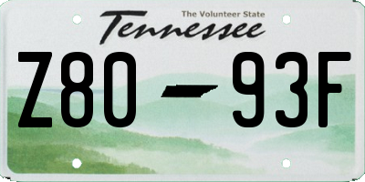 TN license plate Z8093F