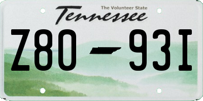 TN license plate Z8093I