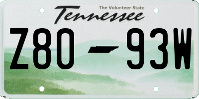 TN license plate Z8093W