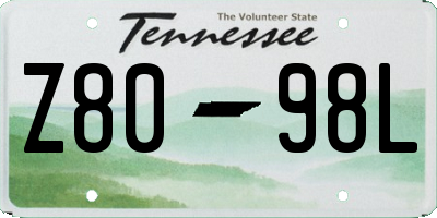 TN license plate Z8098L