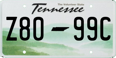 TN license plate Z8099C