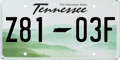TN license plate Z8103F