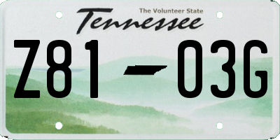 TN license plate Z8103G