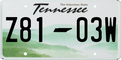 TN license plate Z8103W