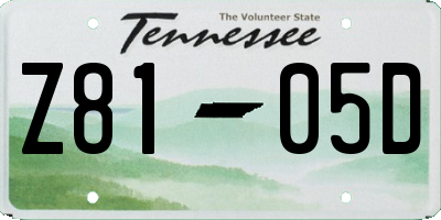 TN license plate Z8105D