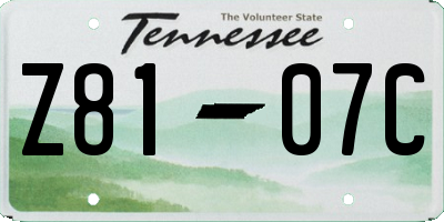 TN license plate Z8107C