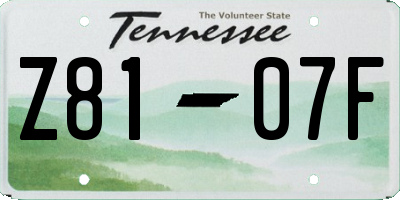 TN license plate Z8107F