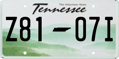 TN license plate Z8107I