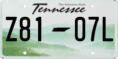 TN license plate Z8107L