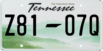 TN license plate Z8107Q
