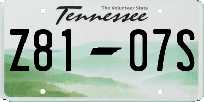 TN license plate Z8107S