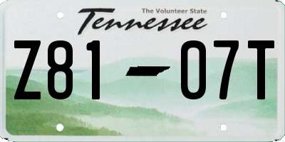 TN license plate Z8107T