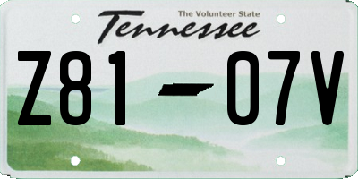 TN license plate Z8107V