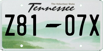 TN license plate Z8107X