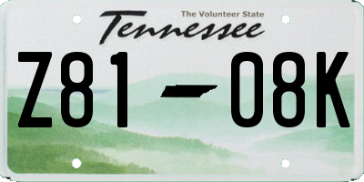 TN license plate Z8108K