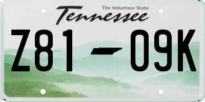 TN license plate Z8109K