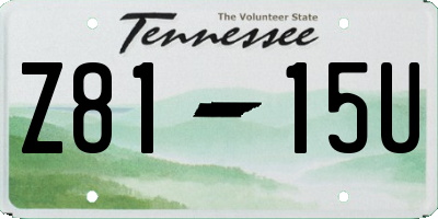 TN license plate Z8115U
