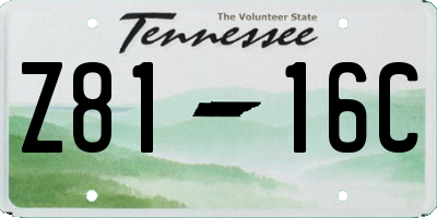 TN license plate Z8116C
