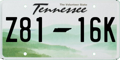 TN license plate Z8116K