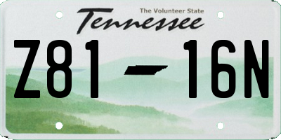 TN license plate Z8116N