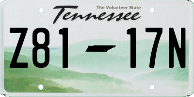 TN license plate Z8117N