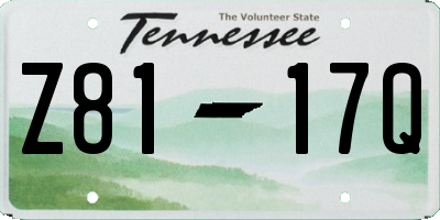 TN license plate Z8117Q