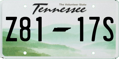 TN license plate Z8117S