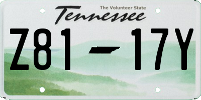TN license plate Z8117Y