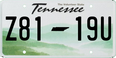 TN license plate Z8119U