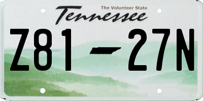 TN license plate Z8127N
