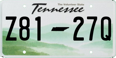 TN license plate Z8127Q