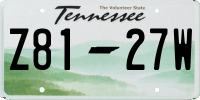 TN license plate Z8127W