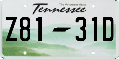TN license plate Z8131D