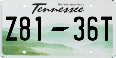 TN license plate Z8136T