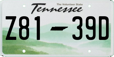 TN license plate Z8139D