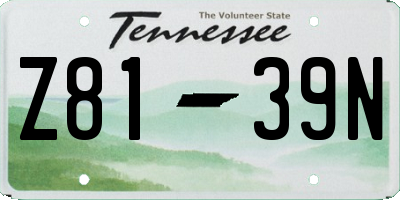 TN license plate Z8139N