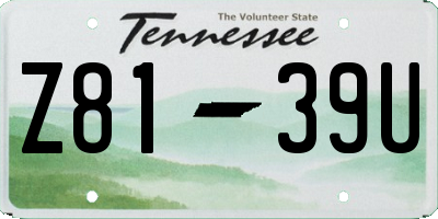 TN license plate Z8139U
