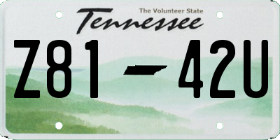 TN license plate Z8142U