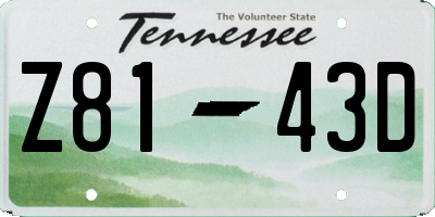 TN license plate Z8143D